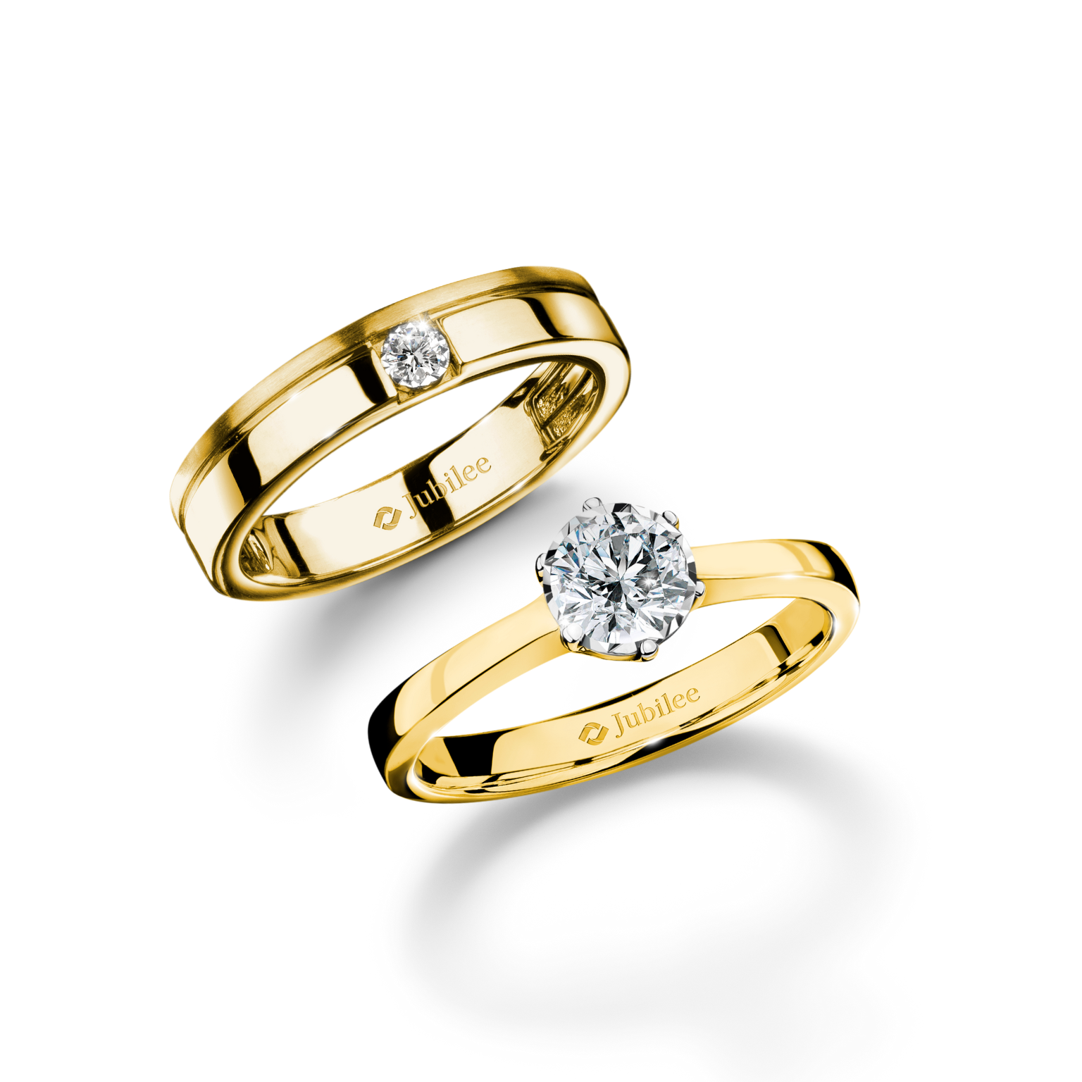 6-Prong-Solitaire Ring &amp; Double Step Solitaire Band