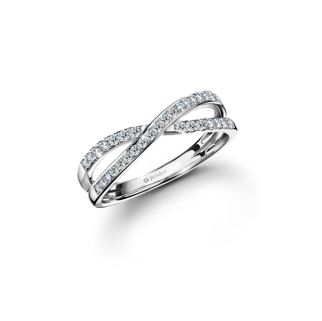 Diamond Line Cross Ring