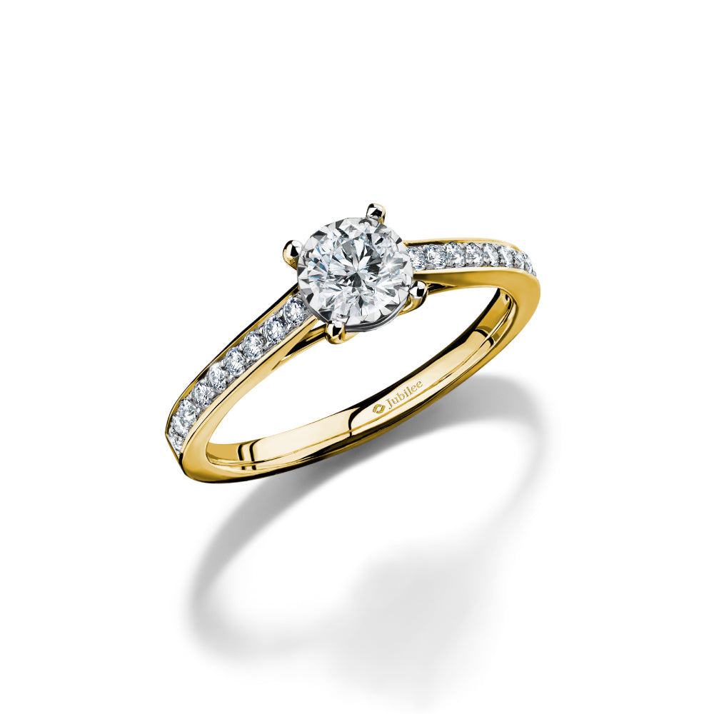 แหวนเพชร Classic Pave Solitaire Ring (Certificate: GIA)