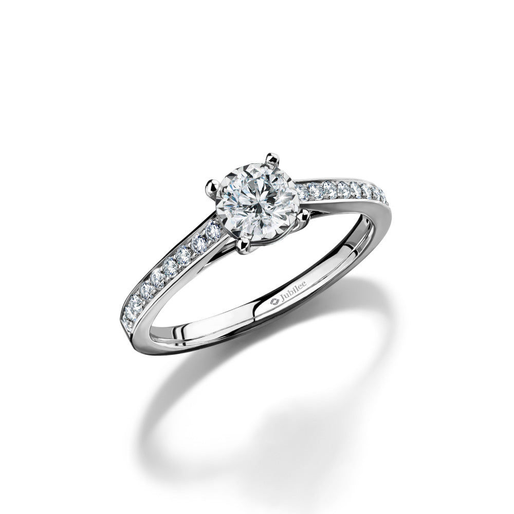 แหวนเพชร Classic Pave Solitaire Ring (Certificate: GIA)