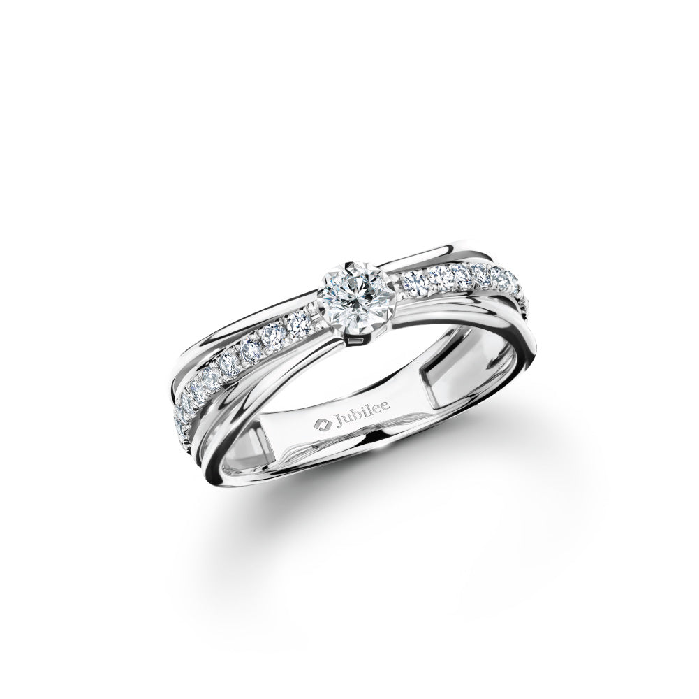 Triple Step Solitaire Ring