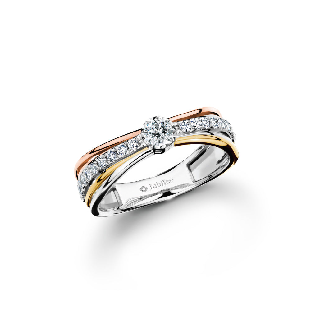 Triple Step Solitaire Ring