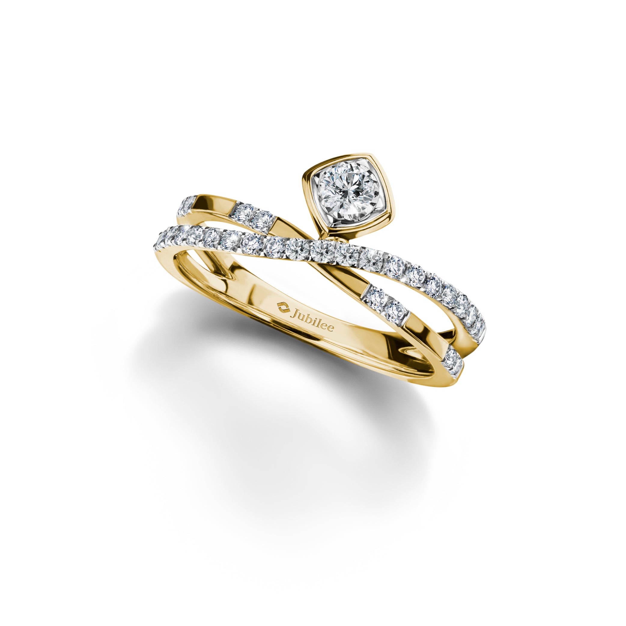 Quadrangle Diamond Cross Ring