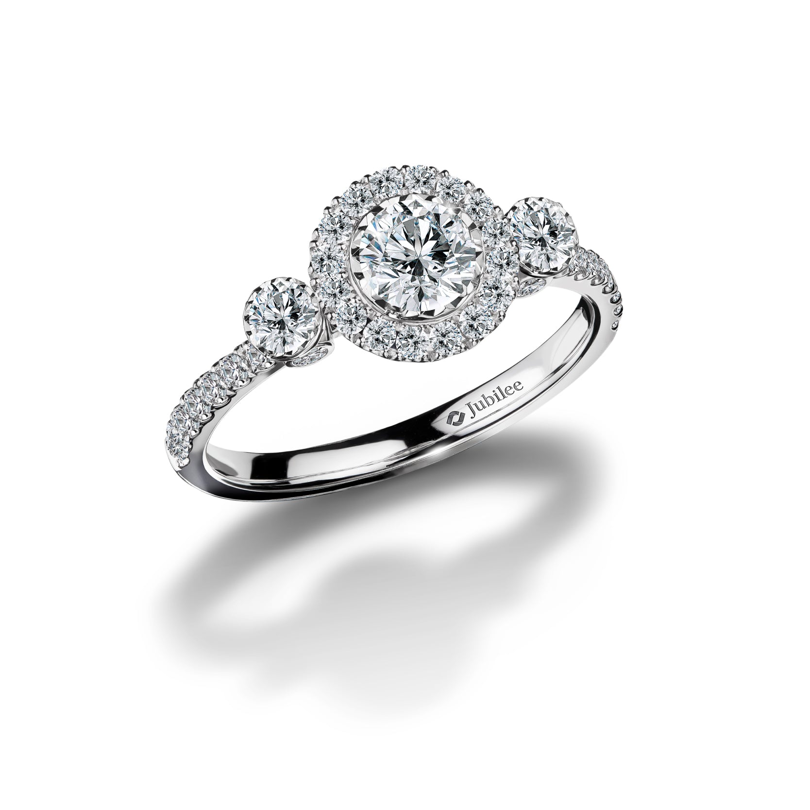 Gravity of Love Halo Diamond Ring (Certificate: GIA)