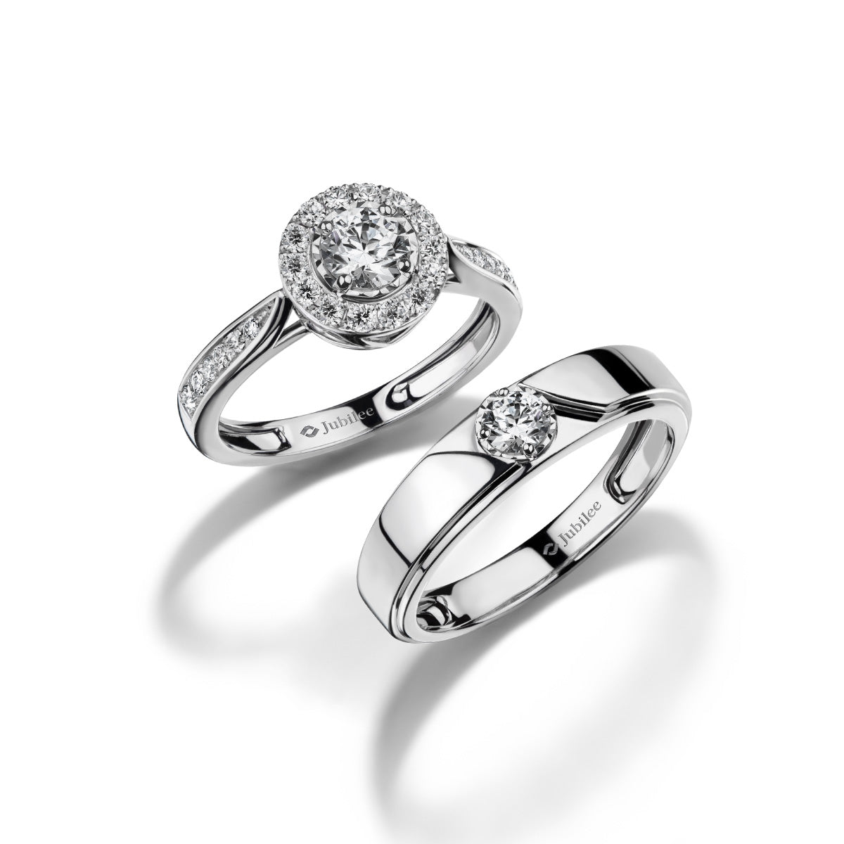 Shimmering Grace Halo Ring &amp; Dapper Spark Band Ring