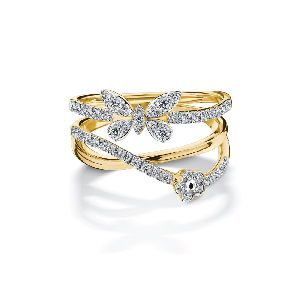 GENTLE THREE WAY FLY RING diamond ring