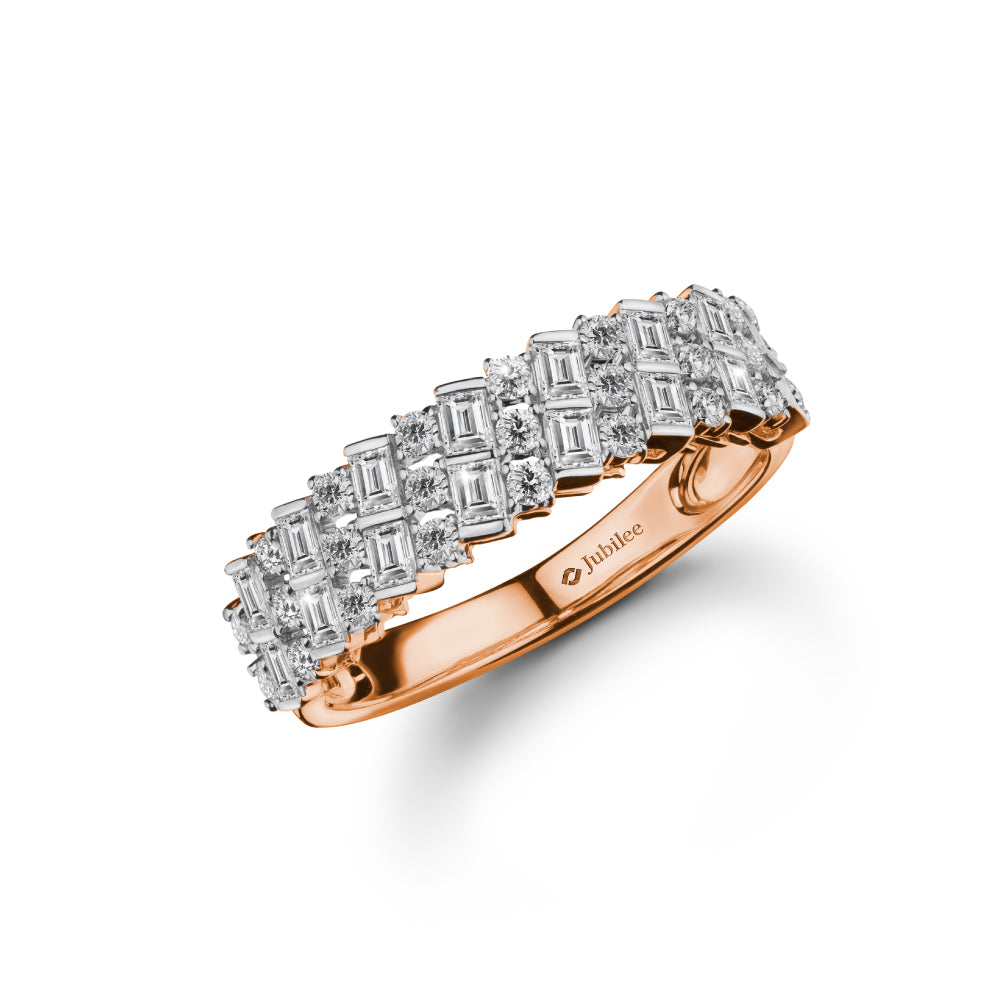 Diamond Line Striping Baguette Ring