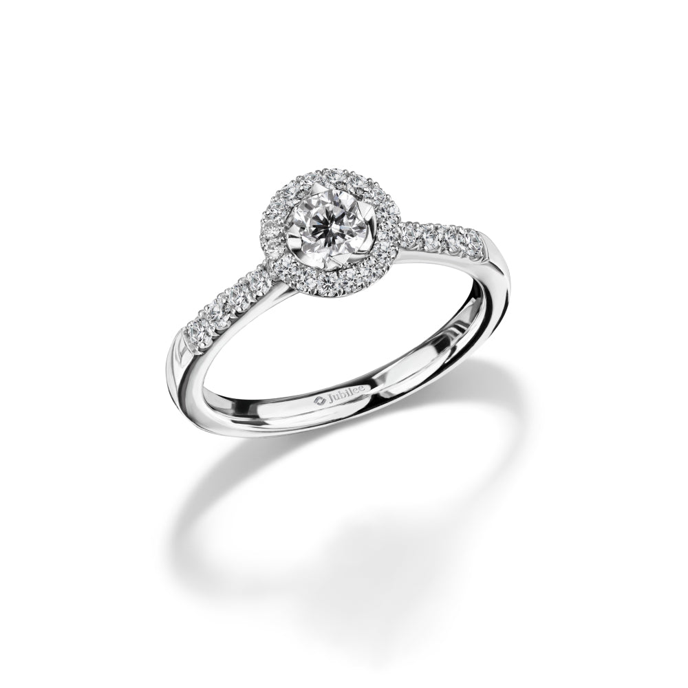 Solitaire Halo Line Diamond Ring