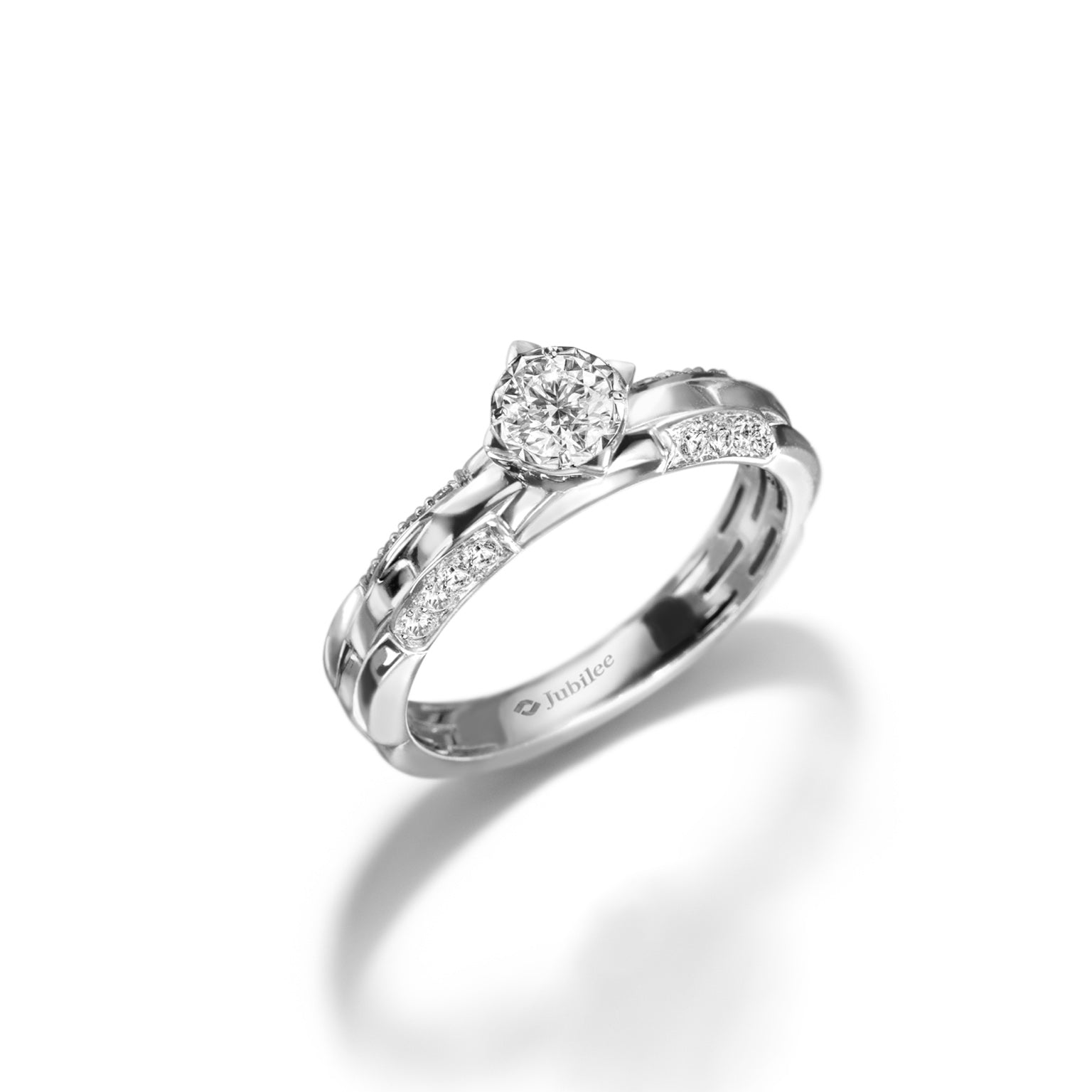 Lumiere Brique Duo Row Solitaire Diamond Ring