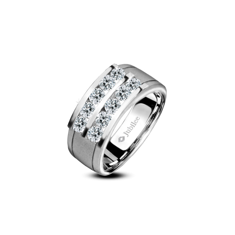 แหวนเพชร Double Diamond Line Channel Band Ring