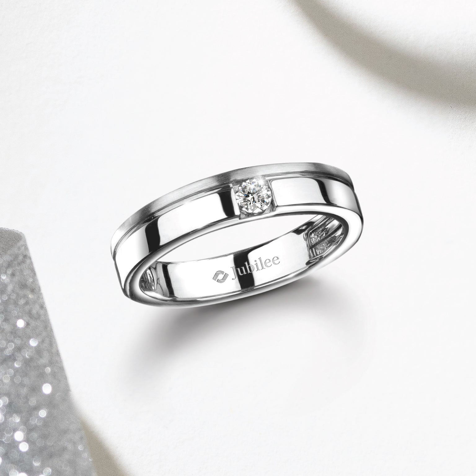 แหวนเพชร Double Step Solitaire Band Ring